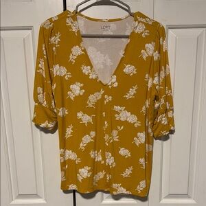 LOFT Mustard Floral Women's Top